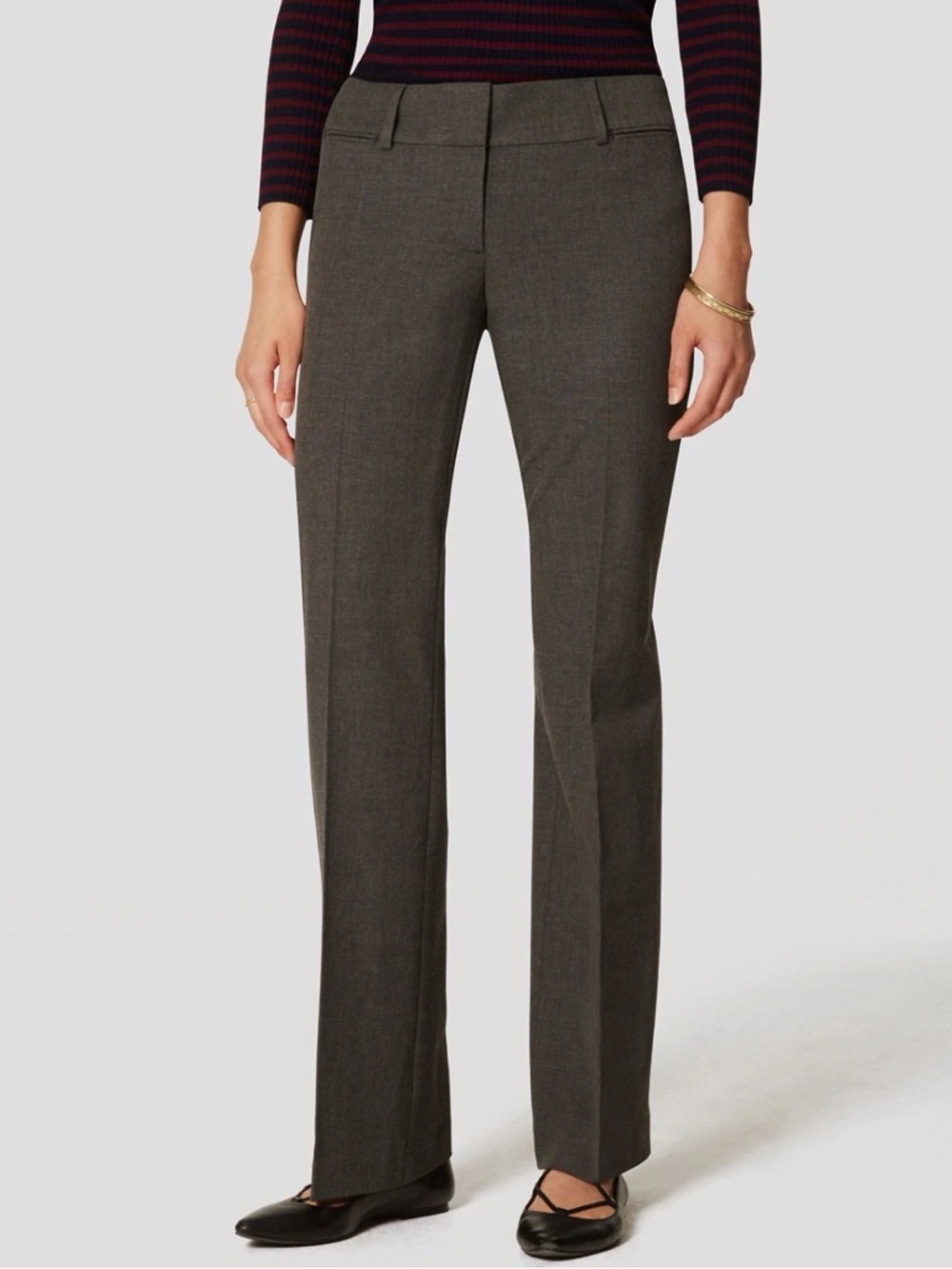 Ann Taylor LOFT Thistle Grey Stretch Julie Trousers Pants In Size 10 Petite